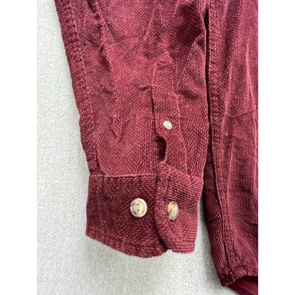 Eddie Bauer Corduroy Flannel Shirt Men's XL Tall Red Herringbone - Picture 3 of 13